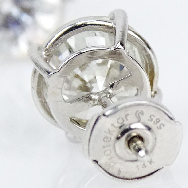 4.50 Carat Round Brilliant Cut Diamond and 14 Karat White Gold Ear Studs.