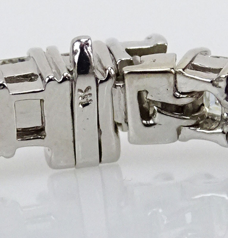 15.0 Carat Emerald Cut Diamond and 18 Karat White Gold Line Bracelet.