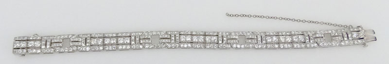 Circa 1920's Cartier Paris Art Deco Approx. 15.0 Carat Old European Cut and French Cut Diamond and Platinum Bracelet.