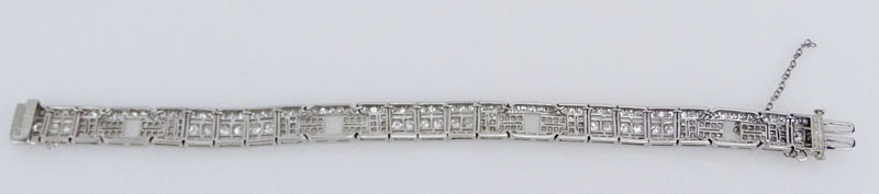 Circa 1920's Cartier Paris Art Deco Approx. 15.0 Carat Old European Cut and French Cut Diamond and Platinum Bracelet.