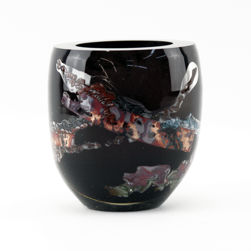 Modern Black and Colorful Art Glass Vase