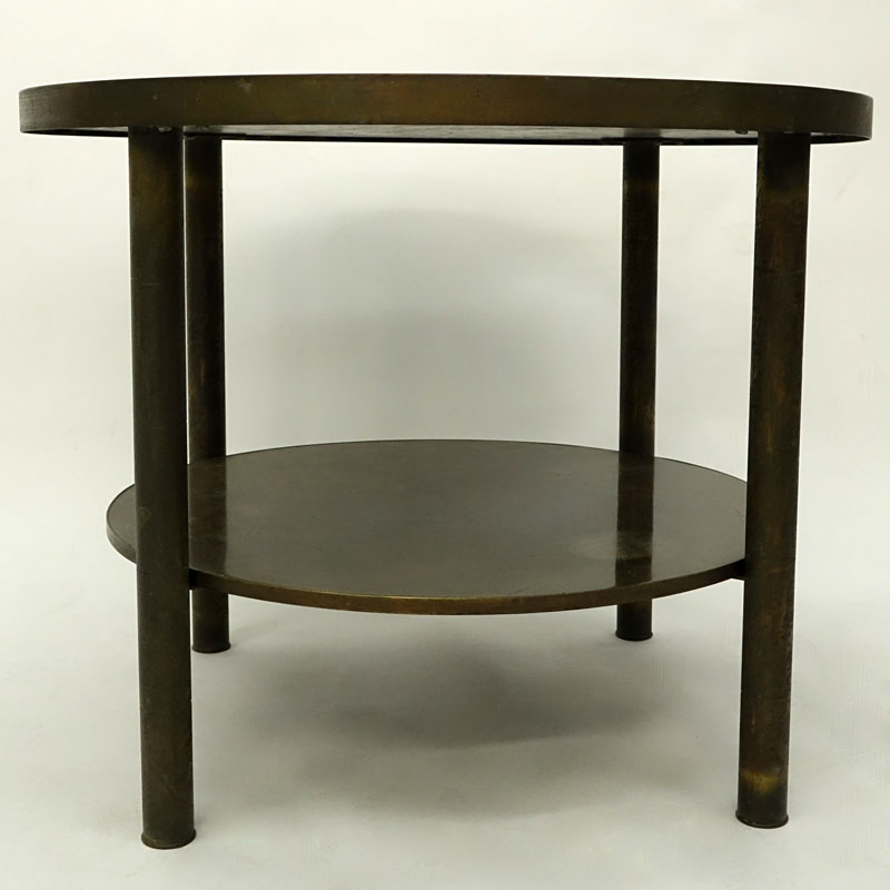 Philip and Kelvin LaVerne Bronze "Tao" Round Bronze Two Tier Table