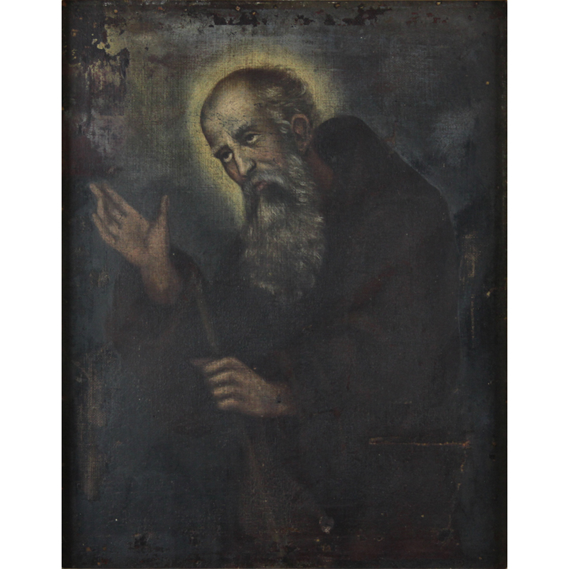 Antique Old Master Style Religious Painting "Holy Man"