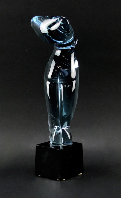 Circa 1970's Murano Violet Glass Nude Sculpture on Black Glass Base