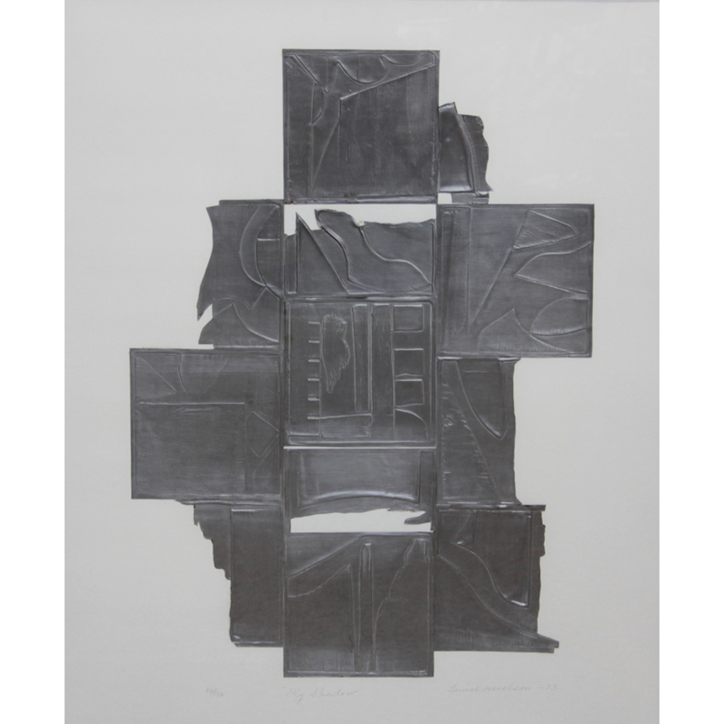 Louise Berliawsky Nevelson, American (1899 - 1988) Lead intaglio relief print on heavy, white wove paper "Sky Shadow" Titled, signed, dated '73 and numbered 62/150