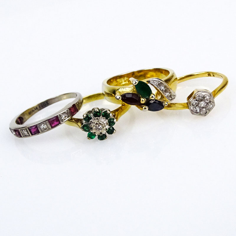 Grouping of Four (4) Art Deco 18 Karat Gold Rings