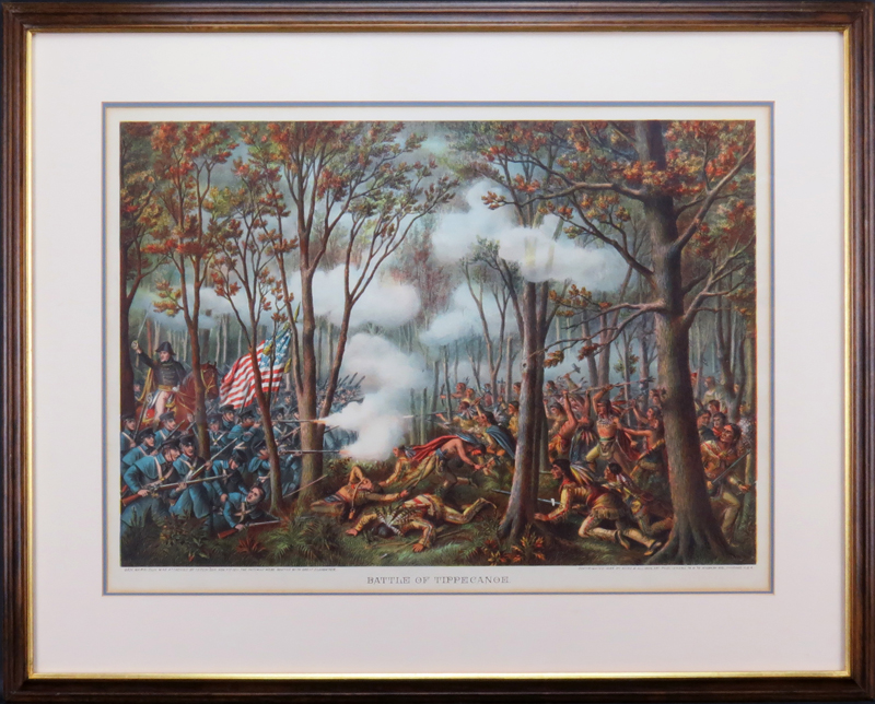 Kurz & Allison "Battle of Tippecanoe" Hand Colored Print