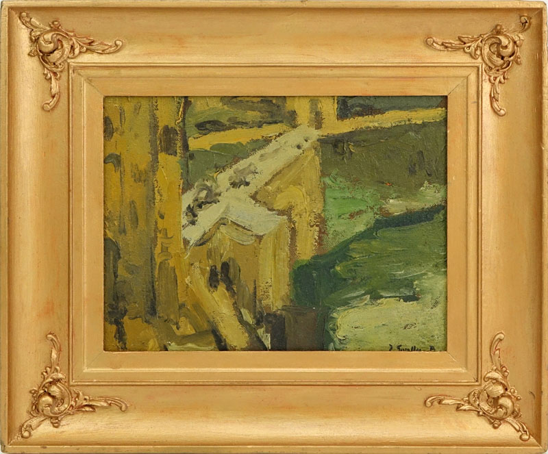 Oil on board "Abstract". Bears signature J. Sorolla.