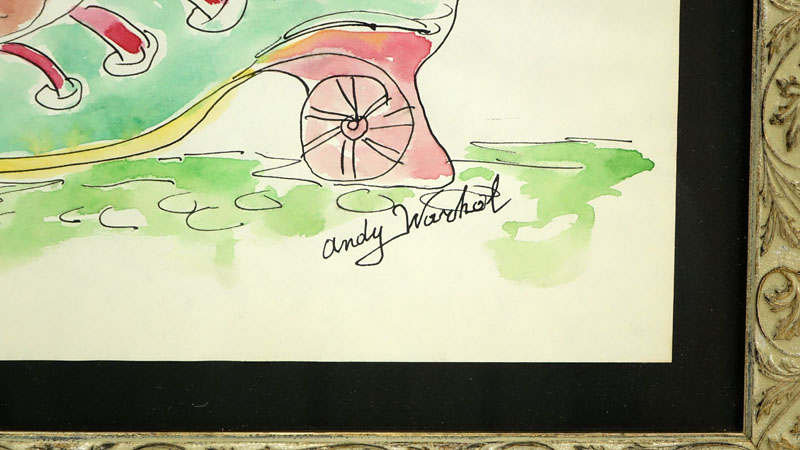 In The Manner Of: Andy Warhol, American (1928-1987) Ink and watercolor "Shoe Illustration"