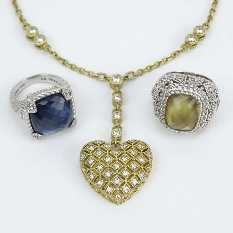 Grouping of Three (3) Judith Ripka Sterling Silver Gemstone and CZ Jewelry