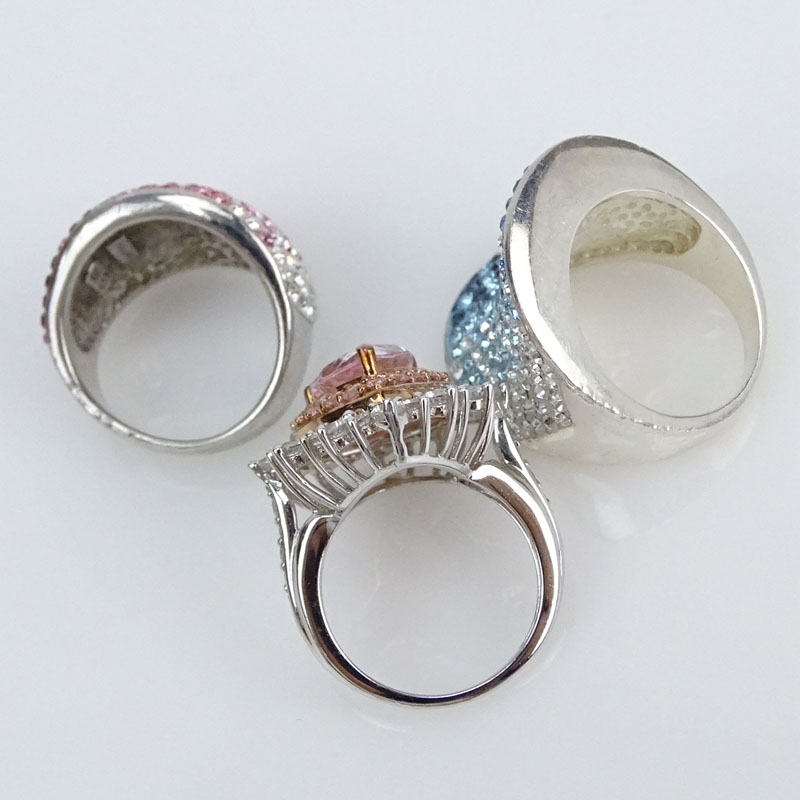 Grouping of Three (3) Sterling Silver Gemstone Rings