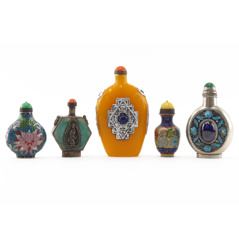 Grouping of Five (5) Vintage Snuff Bottles