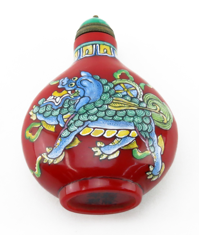 Antique Chinese Peking Glass and Enamel Snuff Bottle