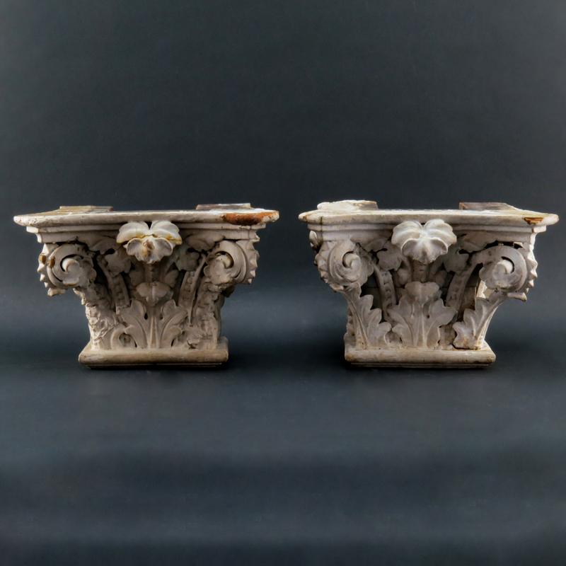 Pair of Antique Carved Wood Capitals