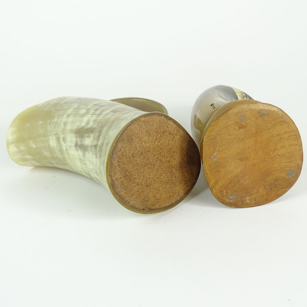 Two Pieces Vintage Carved Horn