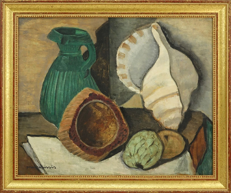 Attributed to: Louis Marcoussis, French (1883-1941) Oil on cardboard "Still Life"