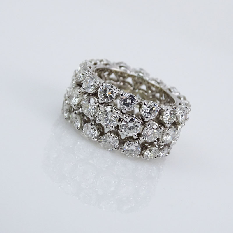 10.0 Carat Round Brilliant Cut Diamond and 14 Karat White Gold Eternity Band