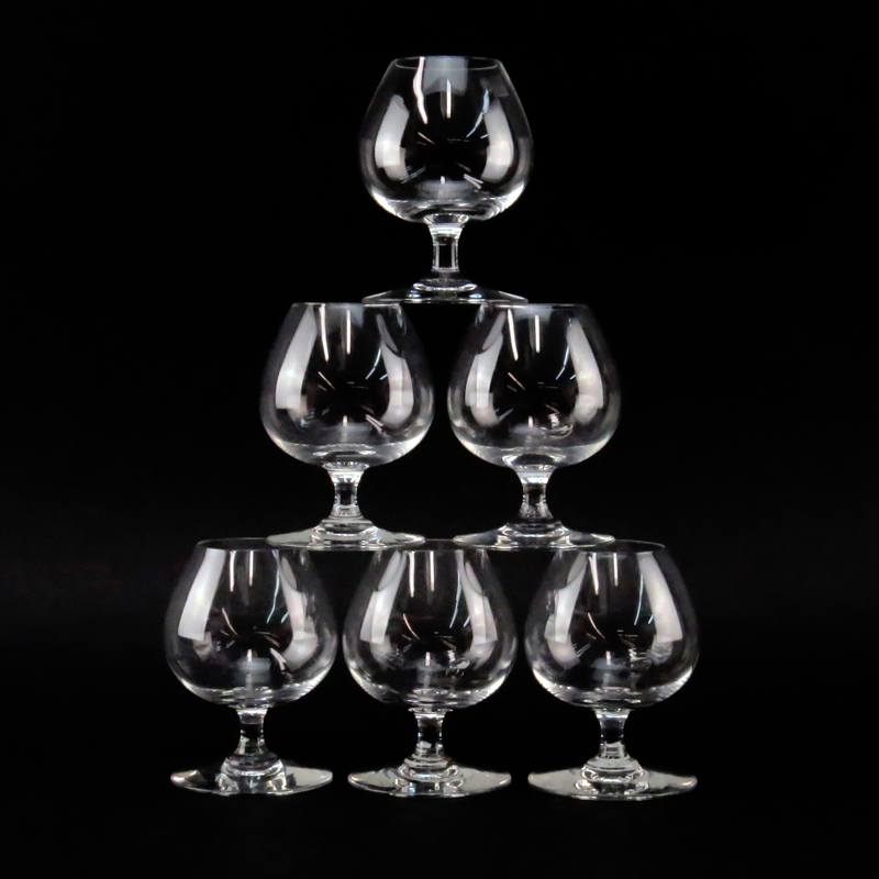 Set of Six (6) Baccarat Crystal Brandy Snifters in Original Box #100167