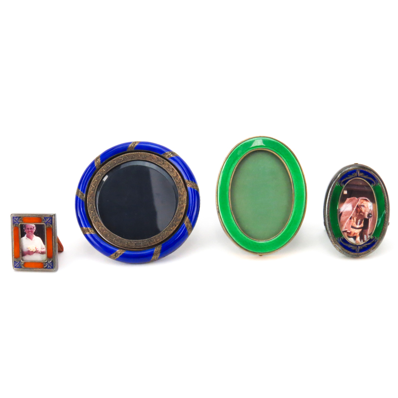 Group of Four (4) Miniature Italian Guilloche Enamel Frames