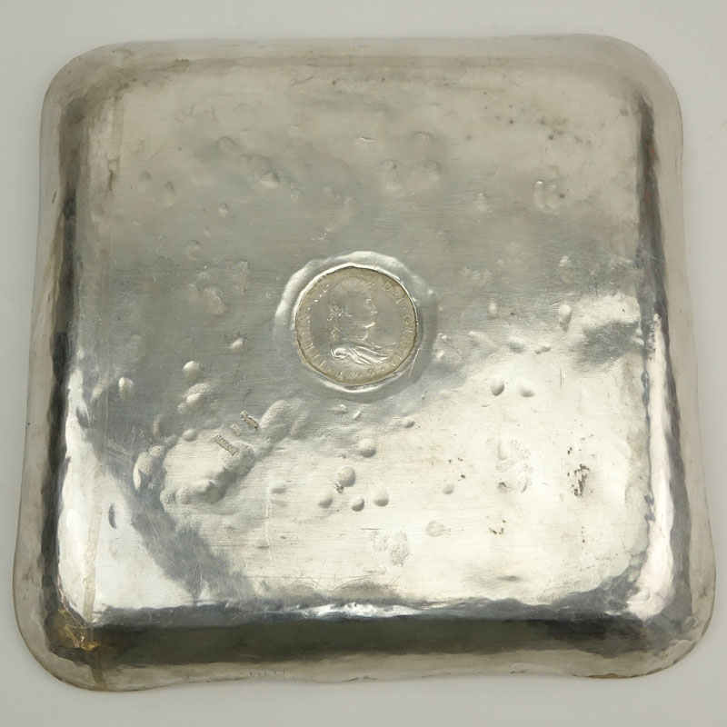 Vintage Sterling Silver  "Ferdin·VII·Dei·Gratia·" 1822 Coin Tray