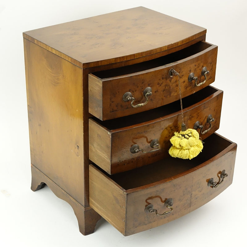 Miniature Georgian Style Yew Wood Chest Of Drawers, Possibly a Salesman's Sample