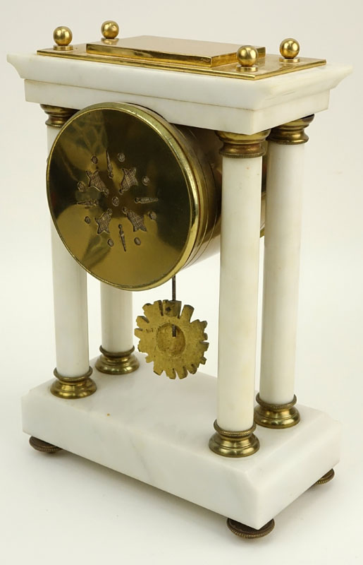 Tiffany and Co France Marble and Brass Mantle Clock