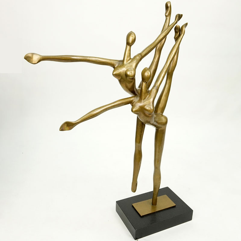 Manuel Carbonell, Cuban (1918-2011) Bronze sculpture "Dancers" on marble base