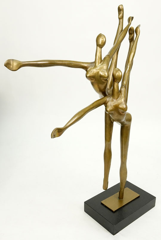 Manuel Carbonell, Cuban (1918-2011) Bronze sculpture "Dancers" on marble base