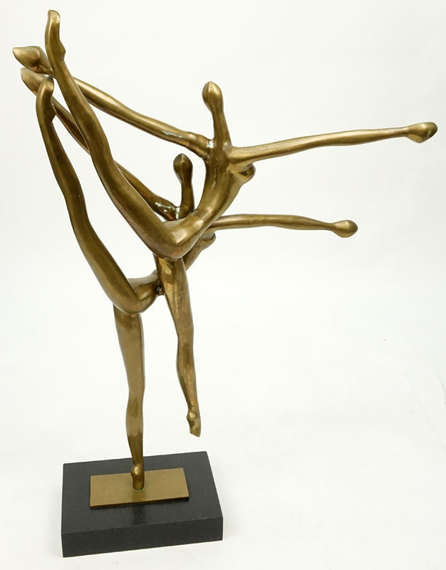 Manuel Carbonell, Cuban (1918-2011) Bronze sculpture "Dancers" on marble base