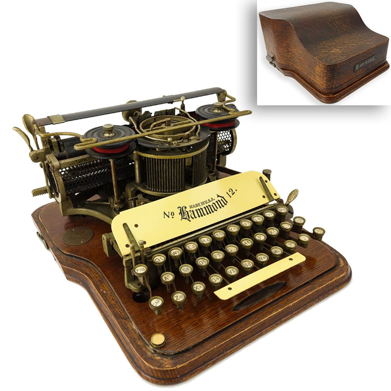 Circa 1905 Hammond Factory Co. New York, USA No. 12 Typewriter in Oak Case. 