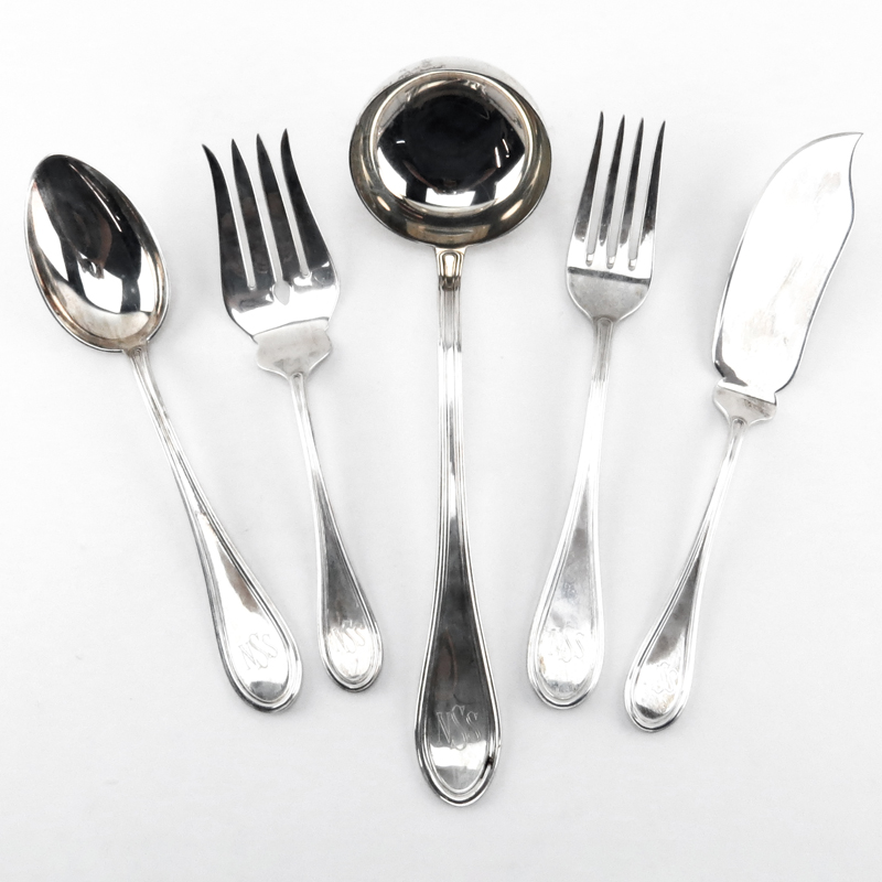 Set of Six (6) Italian Sterling Silver Serving Pieces