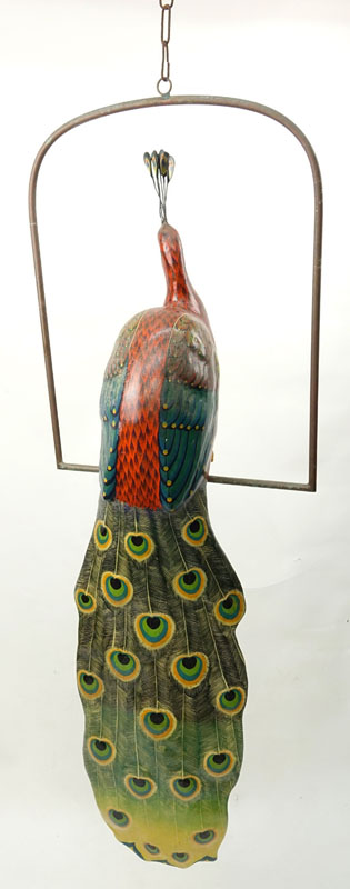 Sergio Bustamante, Mexican (b. 1949) Papier Mache Perched Peacock Figure. 