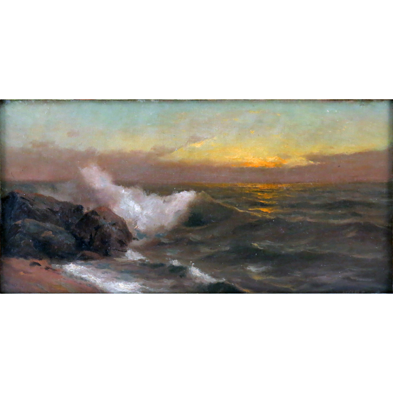 19th Century American School "Ocean Waves" Oil on Canvas