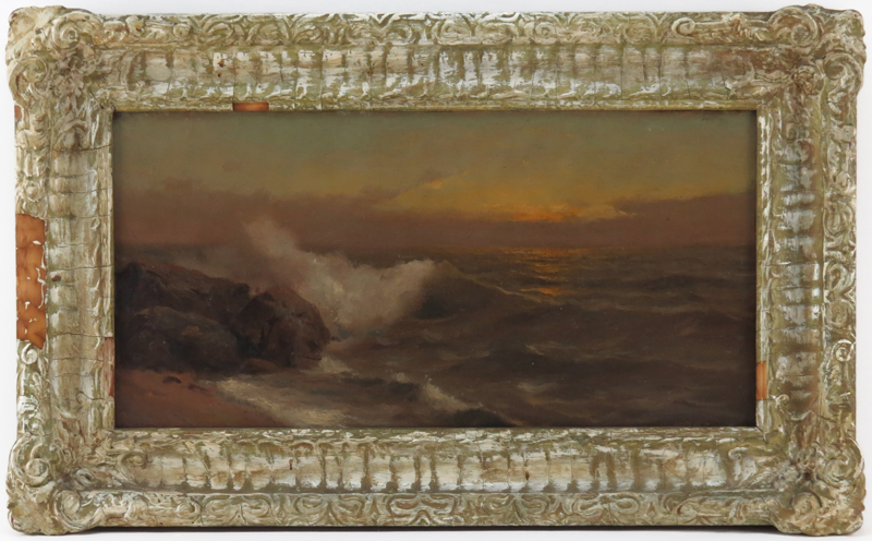 19th Century American School "Ocean Waves" Oil on Canvas