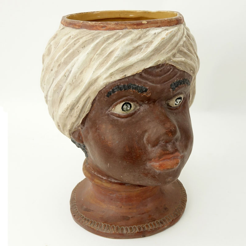 Vintage Italian Pottery Blackamoor Head Vase