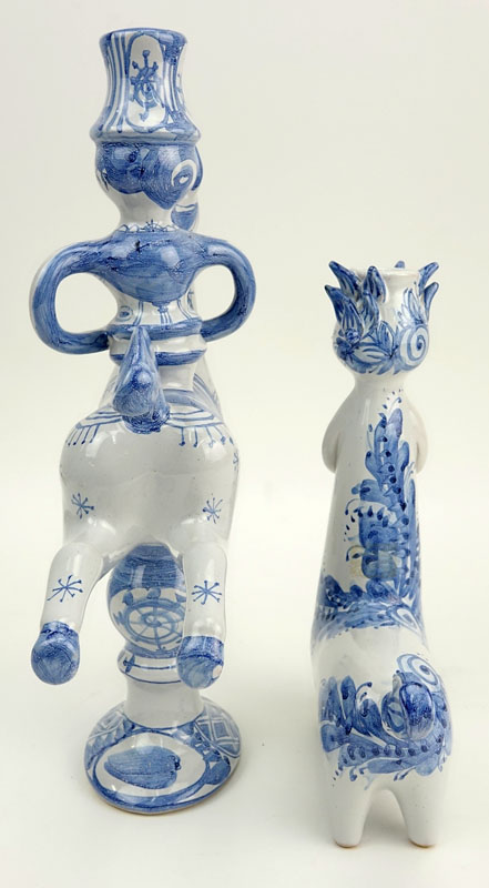 Two (2) Bjorn Wiinblad Ceramic Figure/Candle Holders from The Blue House