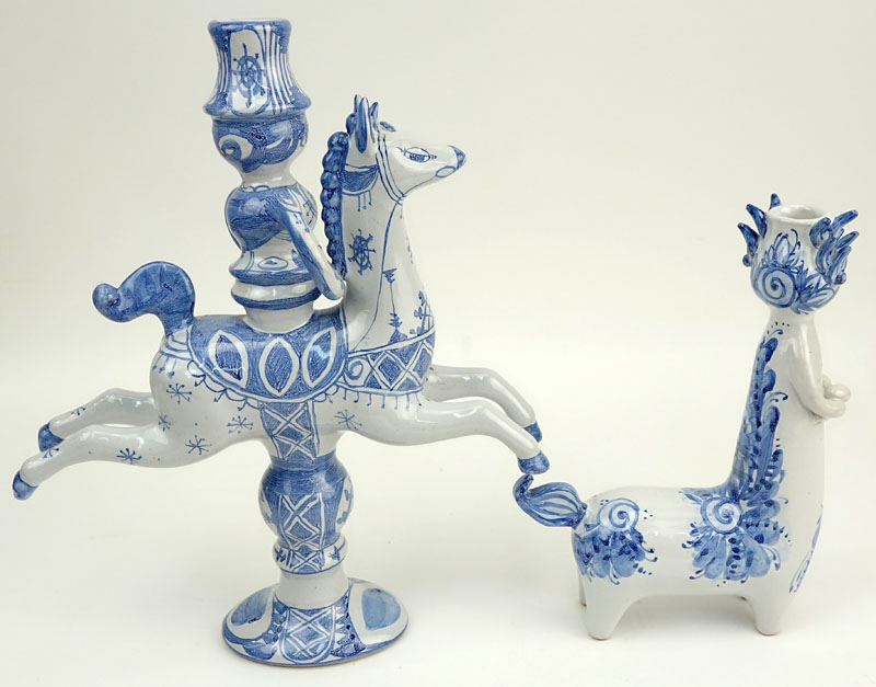 Two (2) Bjorn Wiinblad Ceramic Figure/Candle Holders from The Blue House