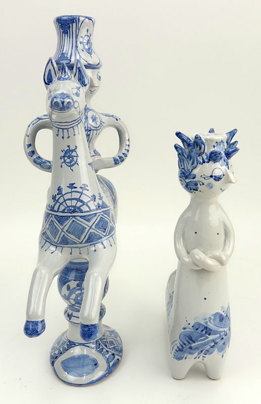 Two (2) Bjorn Wiinblad Ceramic Figure/Candle Holders from The Blue House