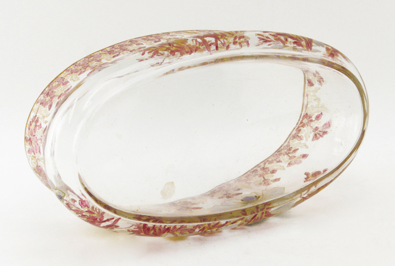 Antique Mont Joye Enameled Glass Center Bowl