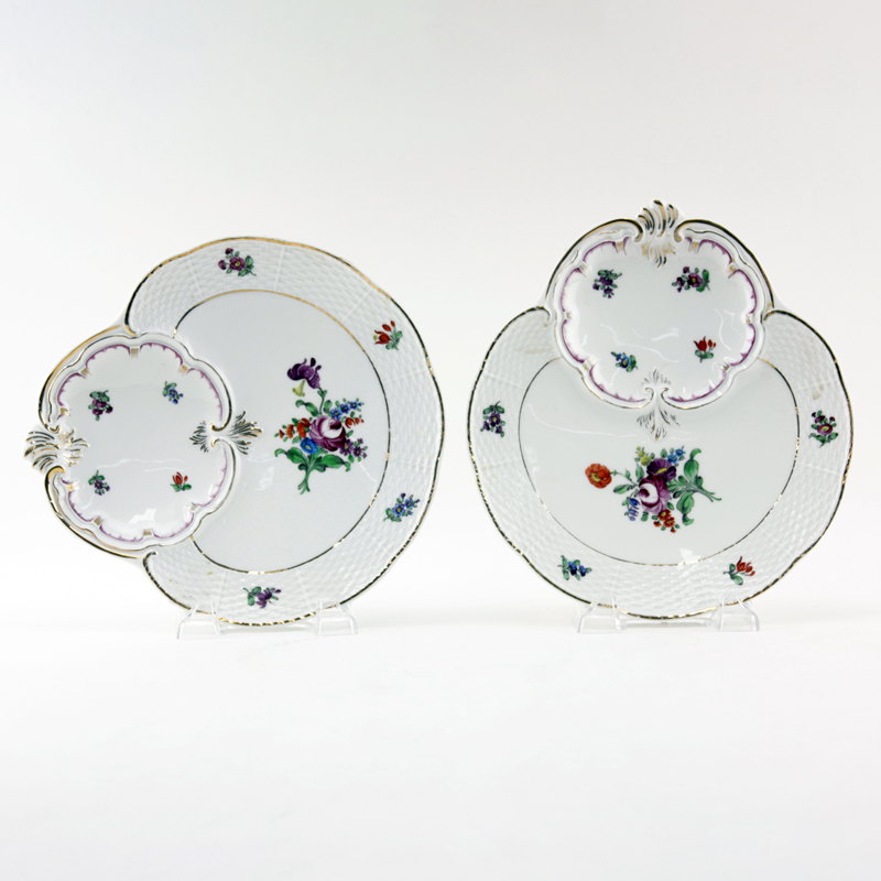 Pair Antique KPM Porcelain Seafood Plates