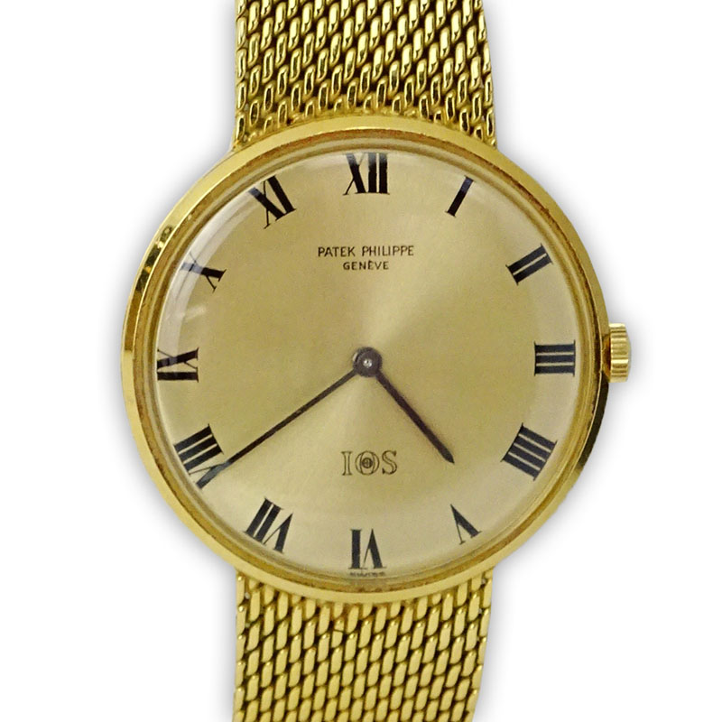 Men's Vintage Patek Philippe Genève IOS Executive 3562 18 Jewel 18 Karat Yellow Gold Bracelet Watch, Manual Movement with Box and Tag