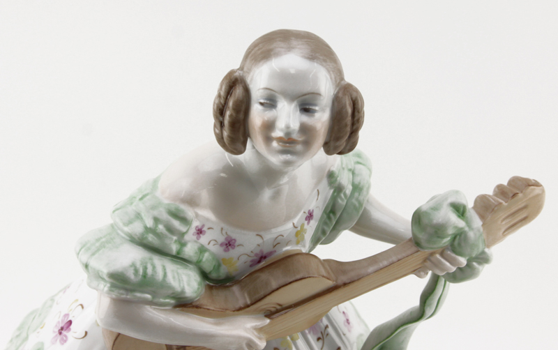 Herend "Deryne" Lady with Guitar Handpainted Porcelain Figurine #5753