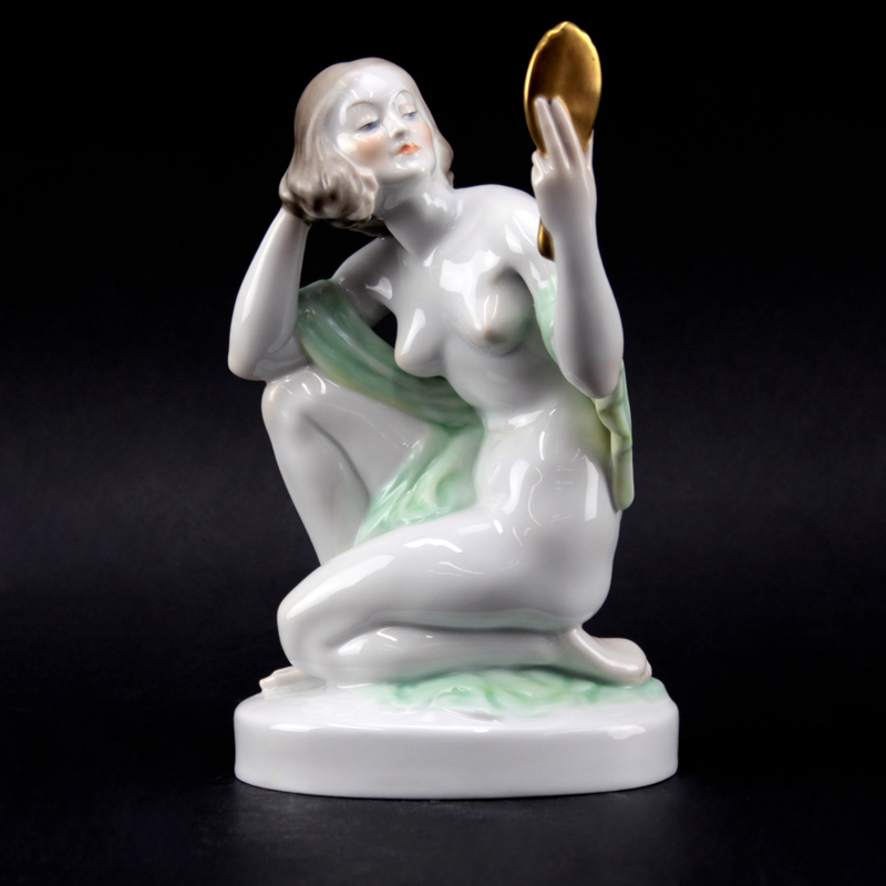 Herend Art Deco Nude Handpainted Porcelain Figurine #5724