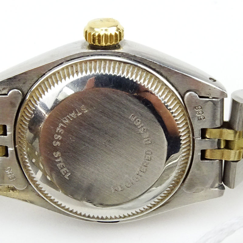 Lady's Vintage Rolex Oyster Perpetual Date Stainless Steel and 14 Karat Yellow Gold Bracelet Watch