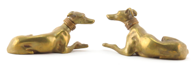 Two Mid Century Brass Dog Figurines