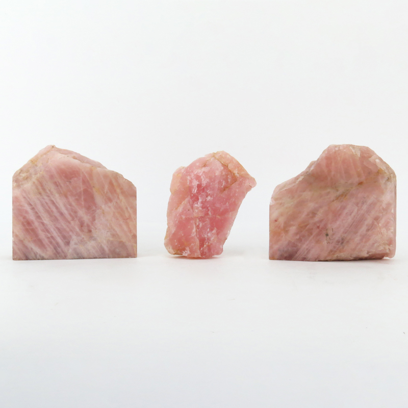 Grouping of Three (3) Rose Quartz Stone Lapidary