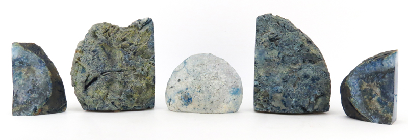 Grouping of Five (5) Blue Agate Geodes
