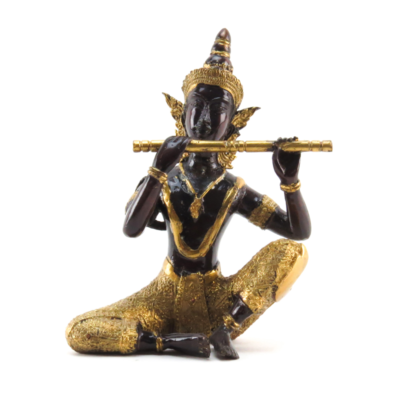 Grouping of Seven (7) Thai  Bronze Gilt Painted Seated Music Players