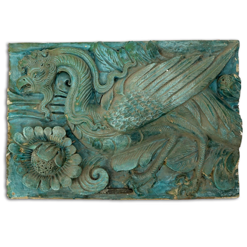 Chinese Ming Dynasty Glazed Pottery Architectural Relief Plaque