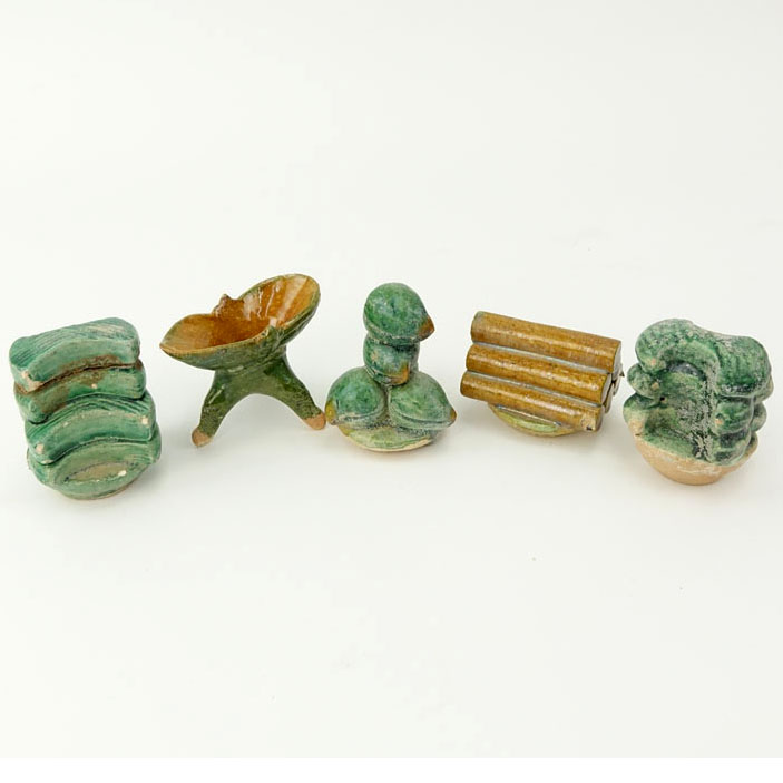 A Lot of Five (5) Chinese Ming Dynasty Terracotta Funerary Food Offerings